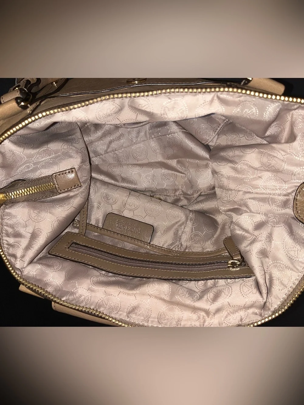 Michael Kors Brown Leather Shoulder Satchel with Gold Tone Lock